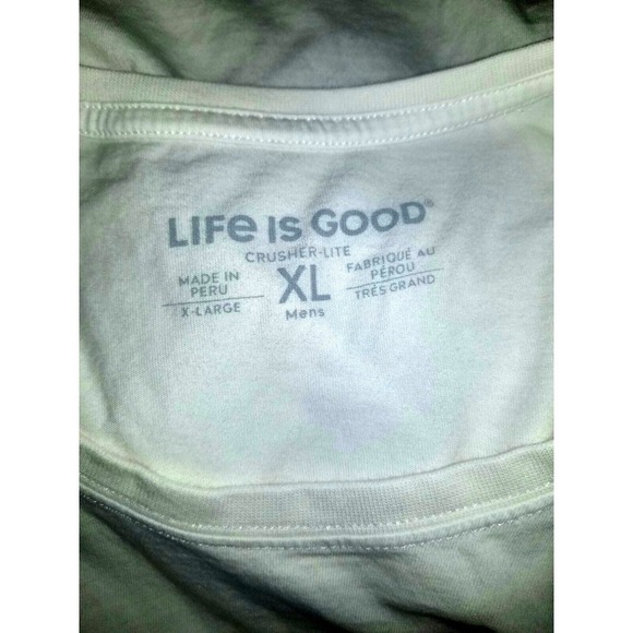 Life is Good XL cream with dog design on‎ front t-shirt short sleeve shirt - Picture 3 of 7
